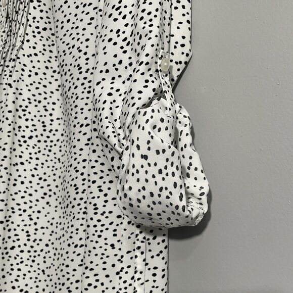 Isabel Maternity Women’s M Black White Roll-Tab Long Sleeve Blouse Back Tie - Picture 7 of 15